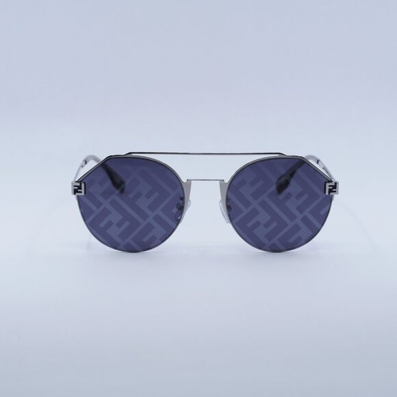Fendi FE40060U 16X FENDI SKY Sunglasses Silver Round Frame, Blue Lenses - Picture 3 of 11